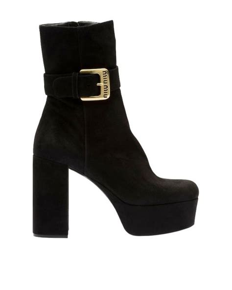 miu miu black booties|Black Suede Platform Booties .